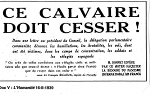 Extrait d'un journal français de 1939 sur la Retirada