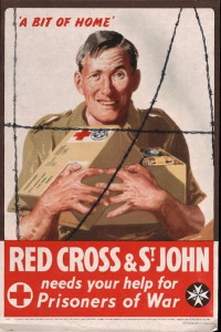 Affiche anglaise de la Seconde Guerre mondiale "un morceau de la maison" La Croix-Rouge et l'ordre de St Jean ont besoin de votre aide pour les prisonniers de guerre