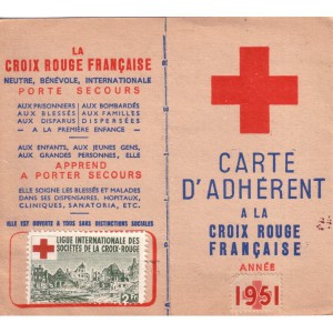 Carte d'adhérent de la Croix-Rouge française.(1951).