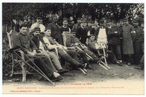 Hôpital temporaire de Saint-Gaudens, groupe de soldats blessés.