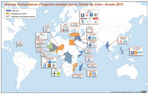 Carte de montrant la répartition géographique des capitaux utilisés dans le cadre du FUH Source: Ministère des Affaires Etrangeres, rapport de 2013