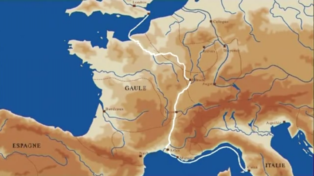 Le circuit du vin romain en Europe passant par la Gaule dans l'Antiquité. (Source : inrap.fr)