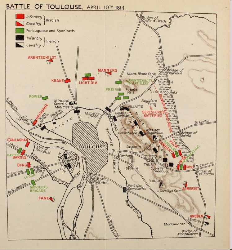 Nous pouvons voir les dispositionnement des forces coalisées et françaises ainsi que les diverses redoutes défendant la ville.